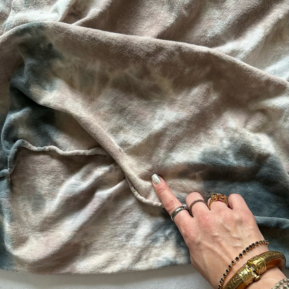 faded black & brown 💯 cotton reverse tie dye slashed hem tee / sz xl - Picture 3 of 4